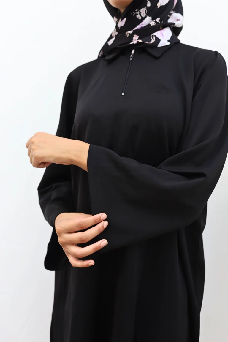 Pull Long Femme Col Chemise avec Zip Noir Maya