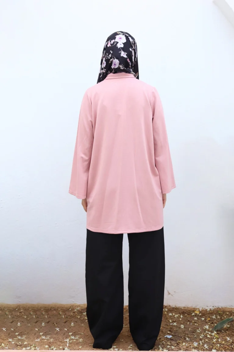 Pull Long Femme Col Chemise avec Zip – Maya Rose dos