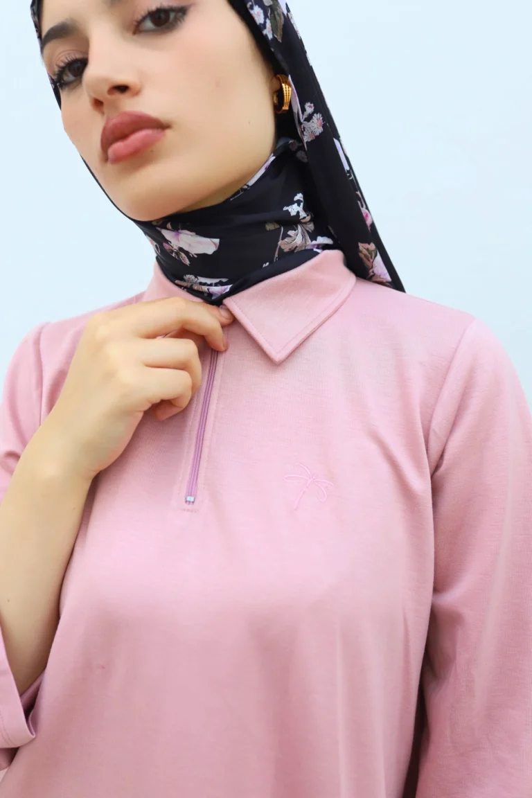 Pull Long Femme Col Chemise avec Zip Maya Rose zoom