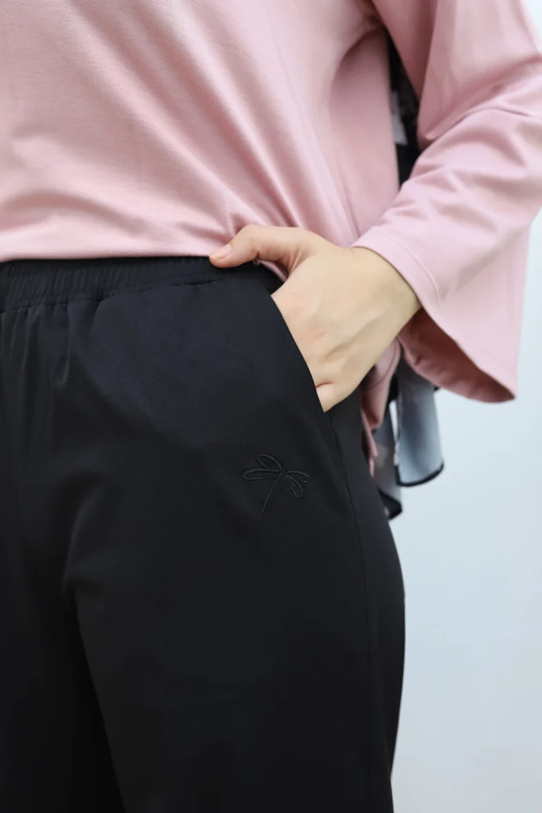 Pantalon Noir Large Haute Taille