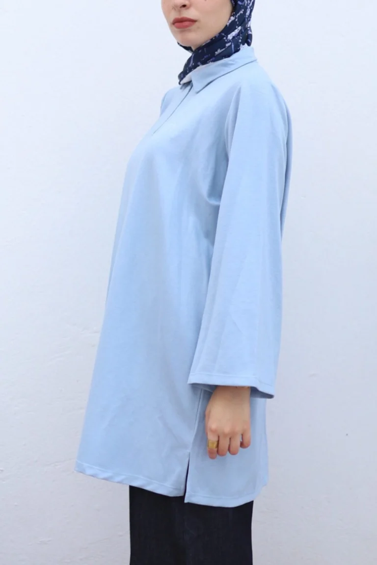 Pull Long Col Chemise avec Zip