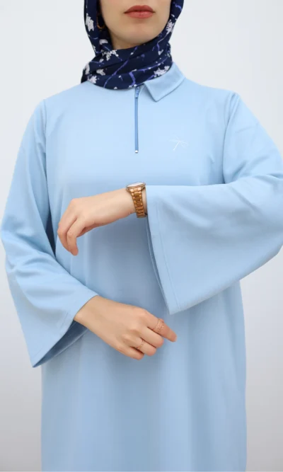 Pull Long Col Chemise avec Zip MAYA Bleu