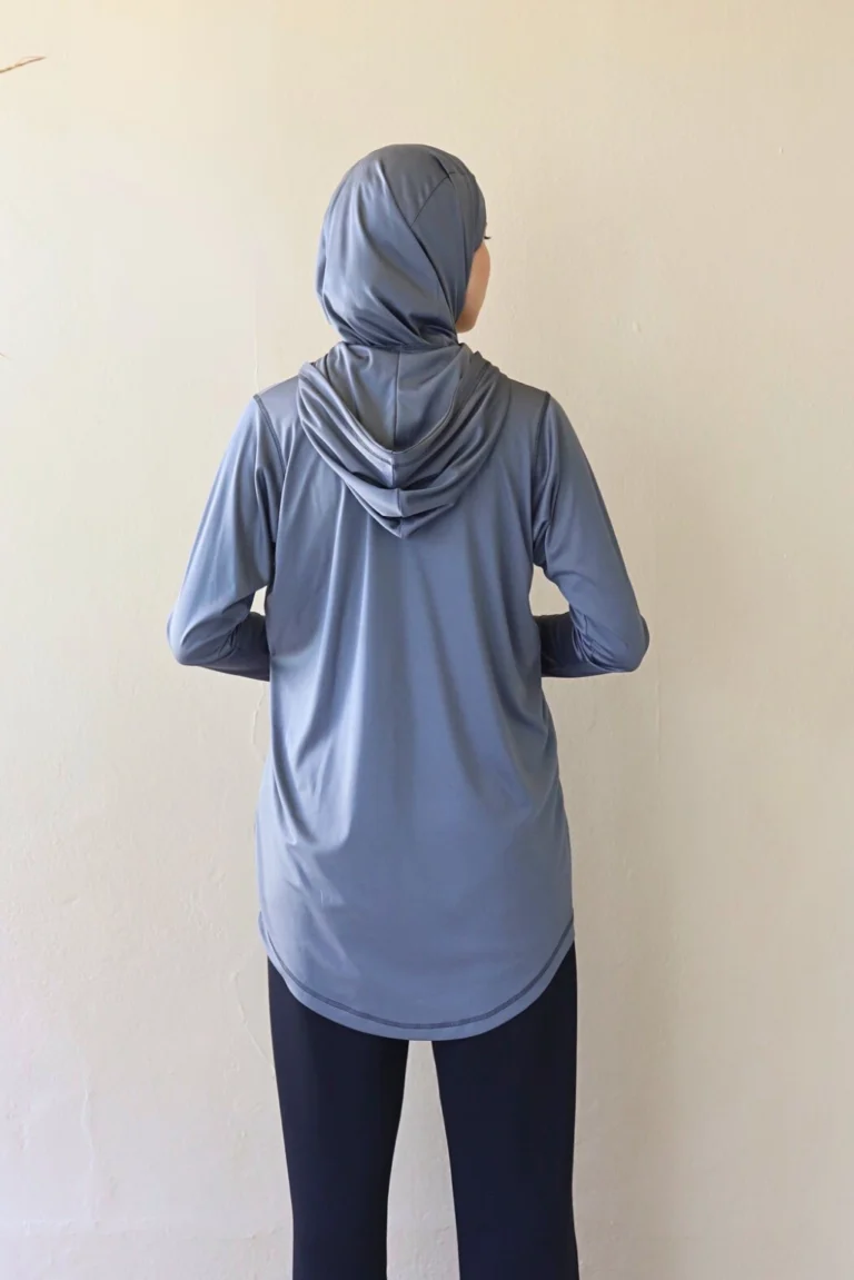 Pull Long Sport Femme gris dos