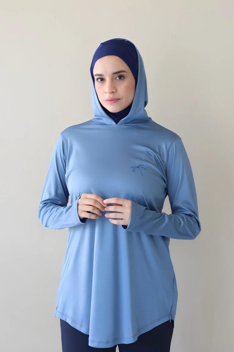 Long Sports Hoodie for Women High Performance Blue