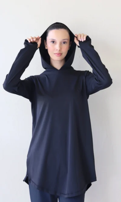 Pull Sport Femme Long Haute Performance Noir