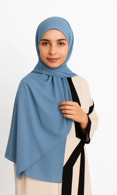 Foulard Chiffon Bleu Acier