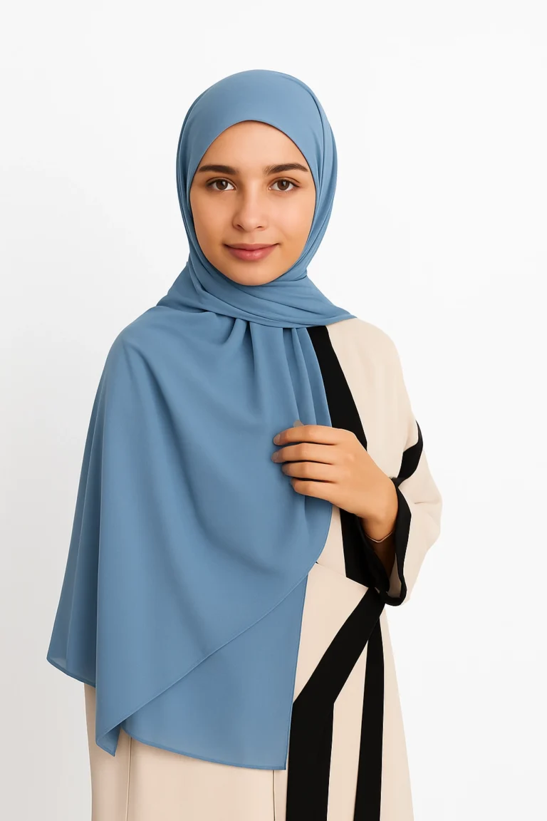 Foulard Chiffon Bleu Acier