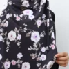 Hijab Chiffon Noir à Fleurs Lilas