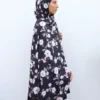 Hijab Chiffon Noir à Fleurs de coté