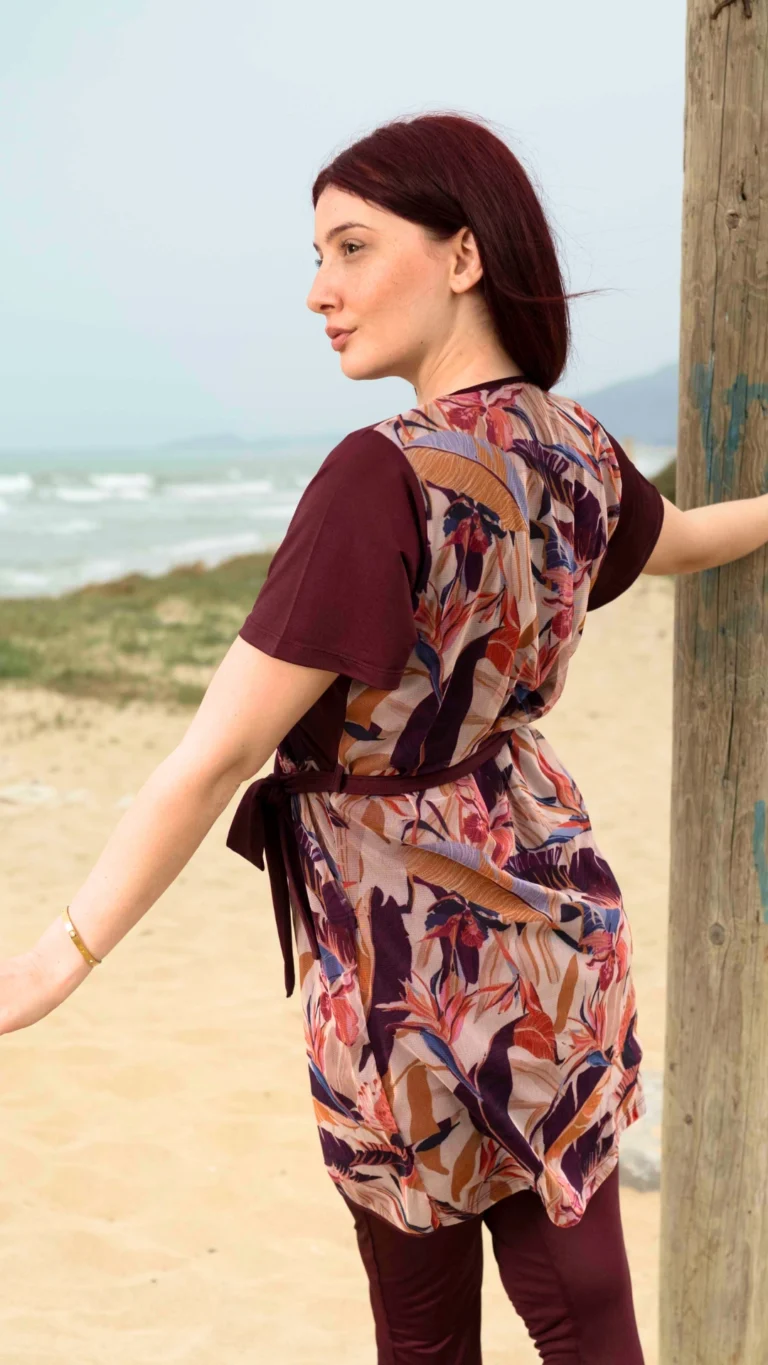 Burkini Demi Manche Bordeaux - MOANA – Style Tropical Chic