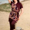 Burkini Demi Manche Bordeaux Style Tropical Chic & Moderne