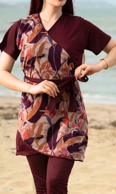 Burkini Demi Manche Bordeaux