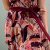 Maillot Robe Bordeaux Motif Tropical et Short Intégré