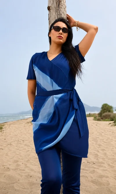 Burkini Court Femme Bleu Esmeralda