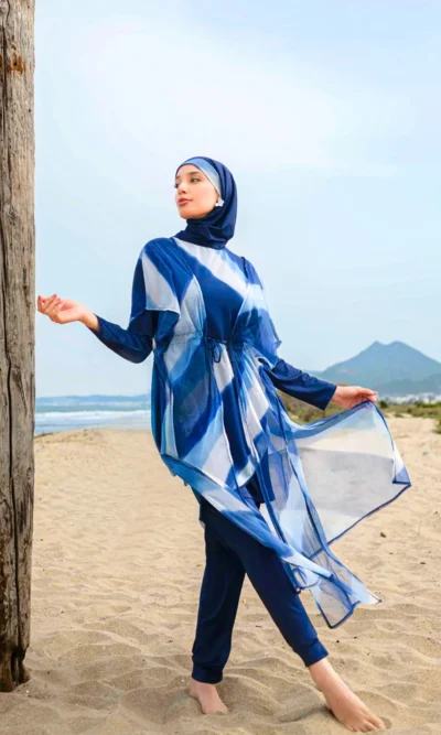 Burkini Femme Bleu Élégant Esmeralda