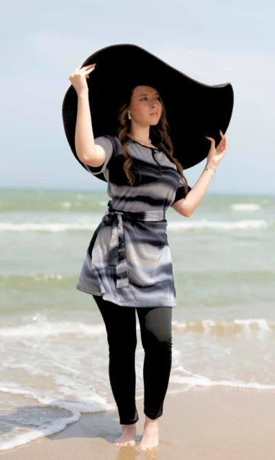 Burkini Manche Courte Noir et Blanc