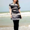 Burkini Manche Courte Noir et Blanc face