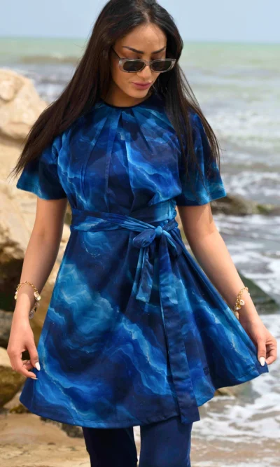 Burkini Manches Courtes Bleu Marine