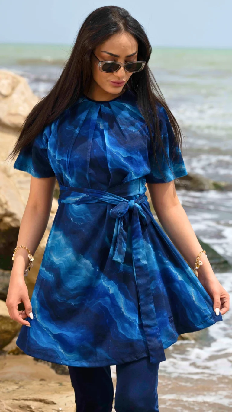 Burkini Manches Courtes Bleu Marine