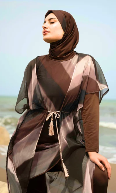 Burkini Marron 4 Pièces Élégant