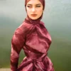 Burkini Mastour Aquarelle Bordeaux Maillot de Bain 4 Pièces avec Tunique Fluide