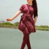 Burkini Sans Manche Bordeaux Aquarelle