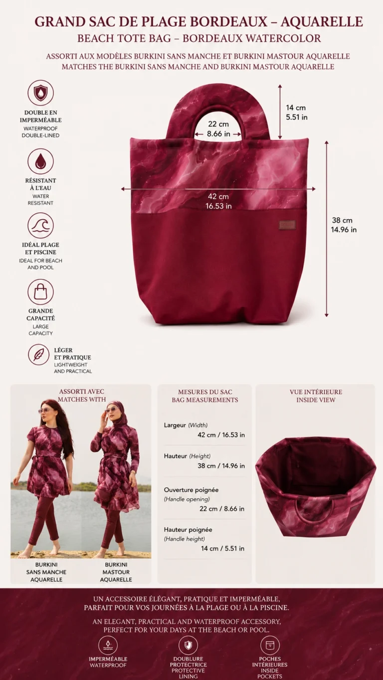 Grand Sac De Plage Bordeaux Aquarelle