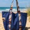 Large Navy Blue Beach Bag SERENA Elegance & Tropical Style