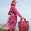 Grand Sac de Plage Motif Tie-Dye Bordeaux