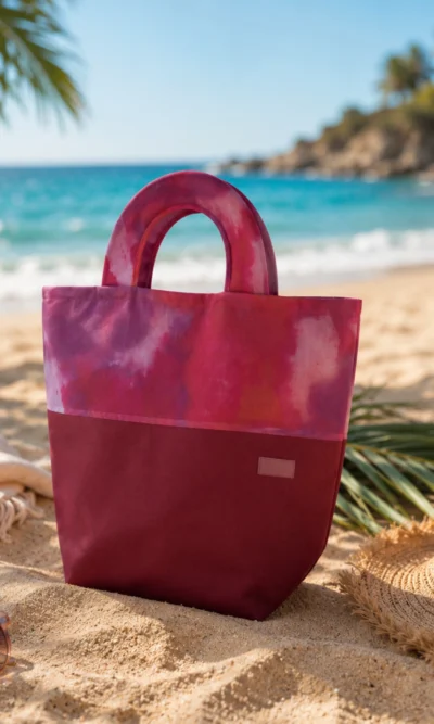 Large Beach Bag Tie-Dye Bordeaux