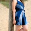Maillot De Bain Femme Robe Short Bleu Esmeralda