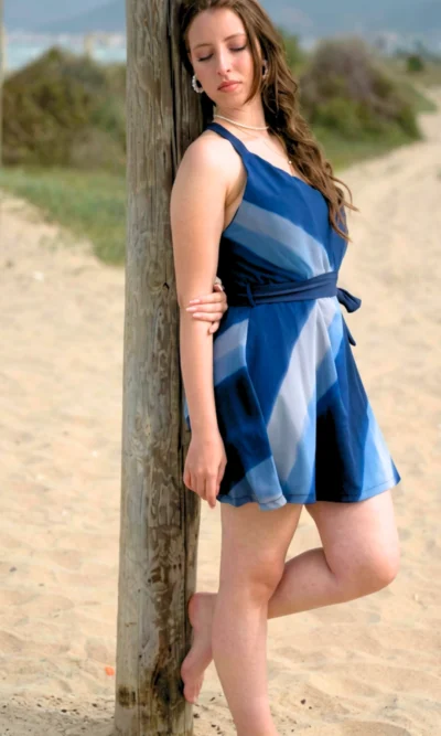 Maillot De Bain Femme Robe Short Bleu Esmeralda