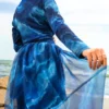 Maillot de Bain Couvrant Aquarelle Bleu Burkini 4 Pièce