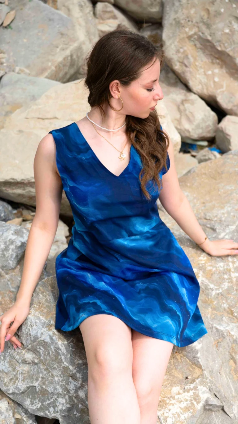 Maillot de Bain Robe avec Short Bleu Aquarelle