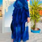 Burkini Moderne Aquarelle Bleu : Maillot de Bain 4 Pièces avec Tunique Légère photo review