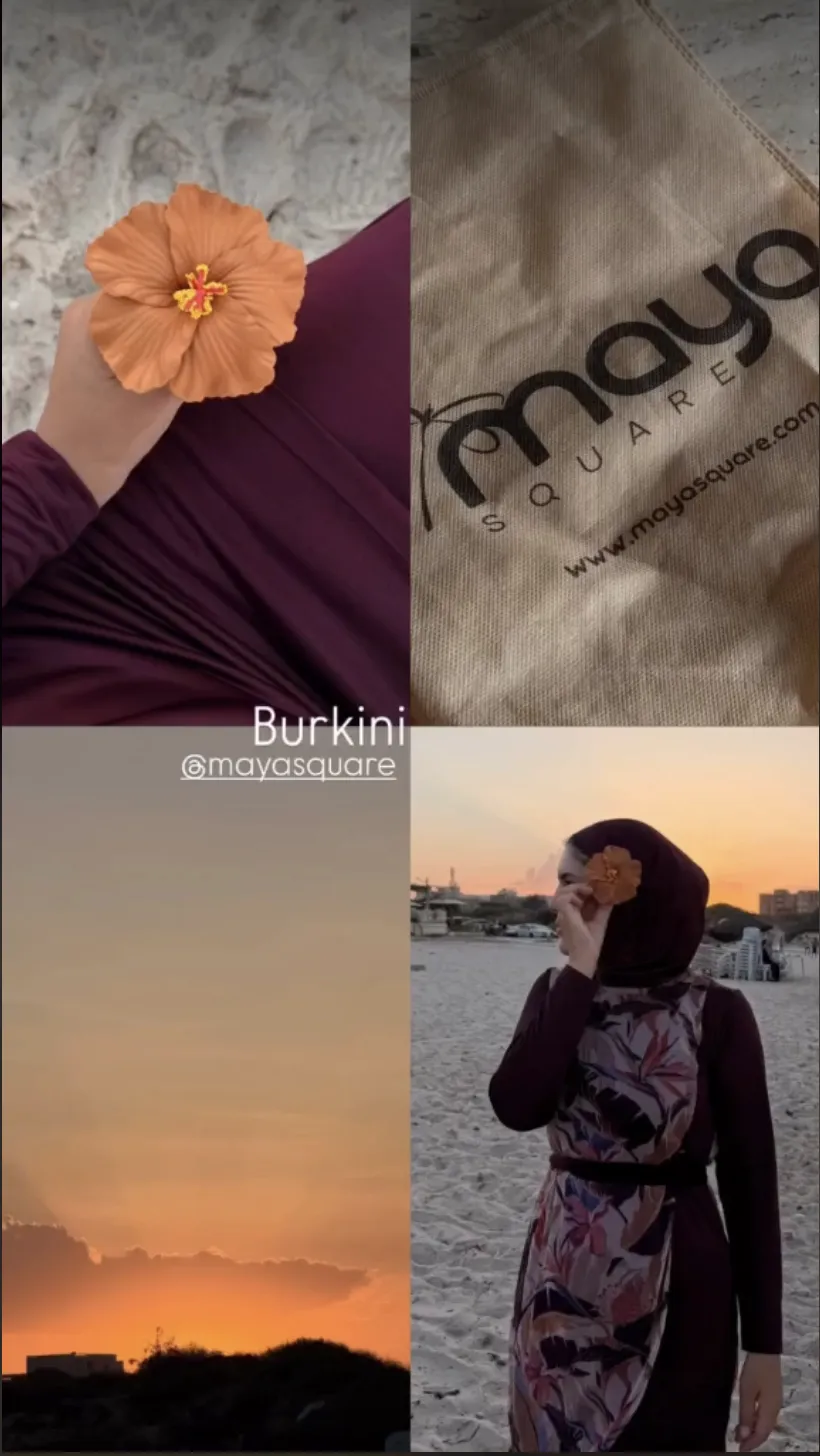 Click to view full screen Burkini Chic 4 Pièces avec Tunique Longue – Moana Bordeaux photo review