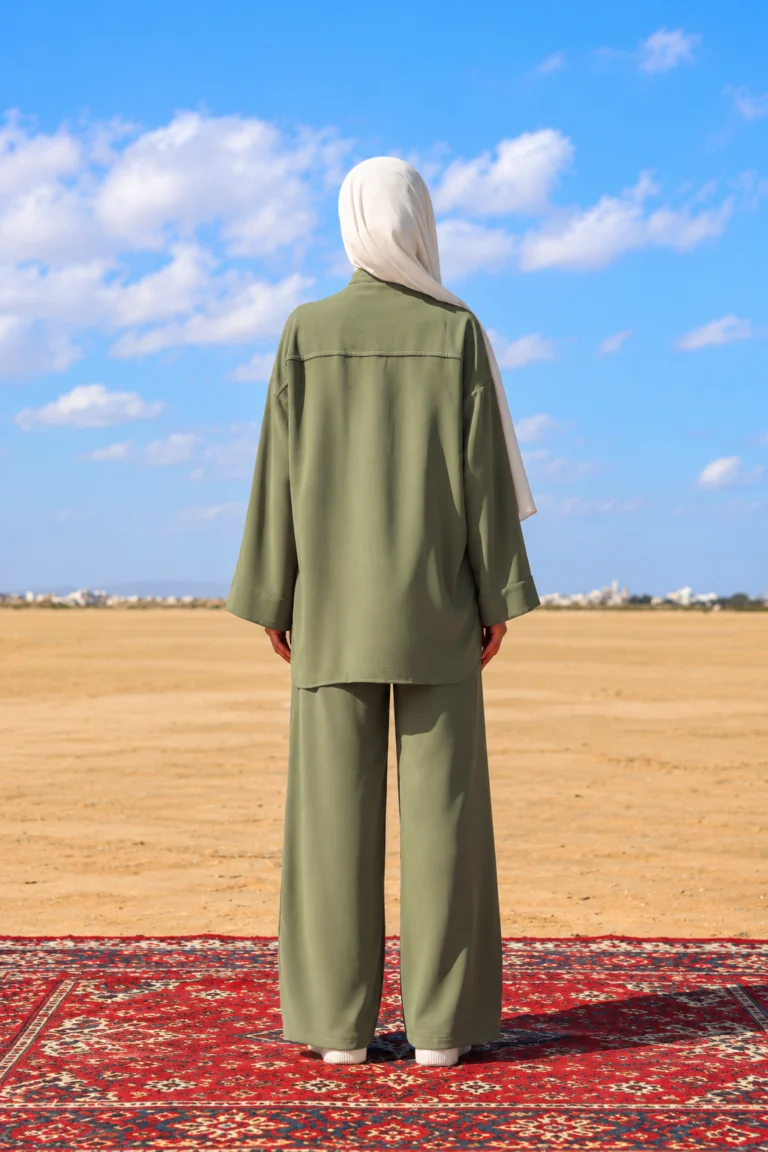 Ensemble Femme Vert Olive Grace de dos